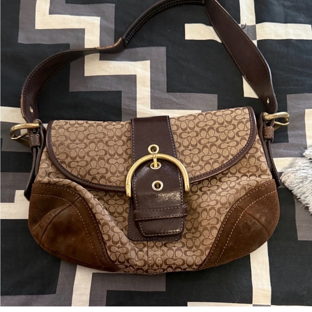 Coach Brown and Tan Shoulder Bag